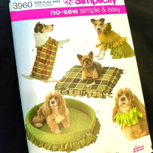 🗺️ New! Simplicity Pattern Pet Dog No Sew, Simple Uncut, #3960 Crafts For Pets - Picture 4 of 6